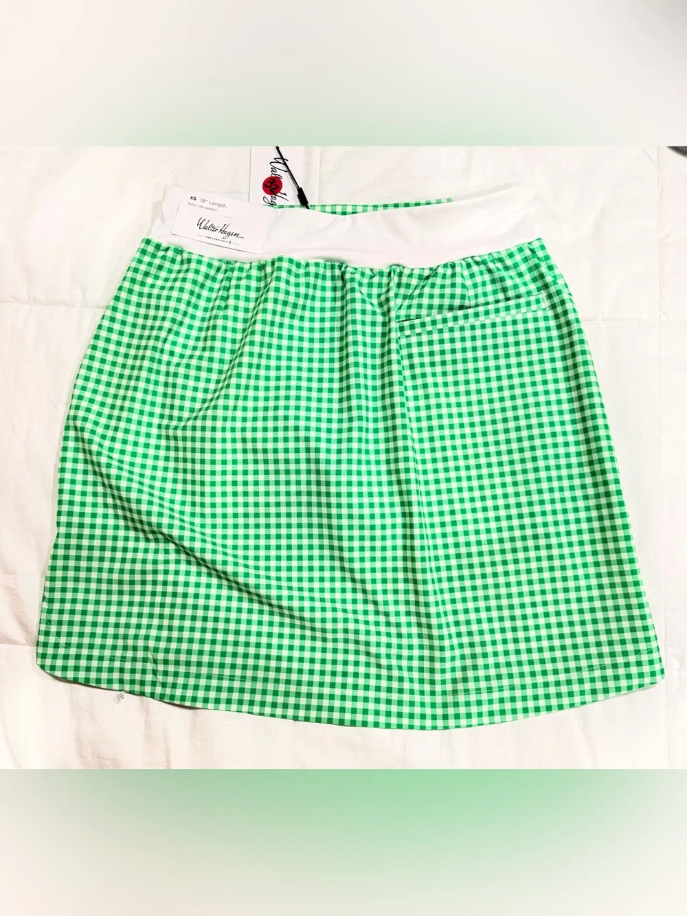 Walter Hagen Green and White Gingham Athletic Golf Skort NWT